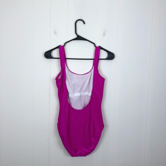 Vintage 90s Jantzen Shimmery Fuchsia One Piece Swimsuit Sz S - Picture 3 of 8